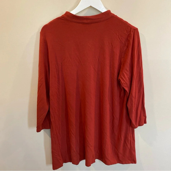 J Jill Everywear Collection V Neck Red Large 3/4 Sleeve - Picture 4 of 4